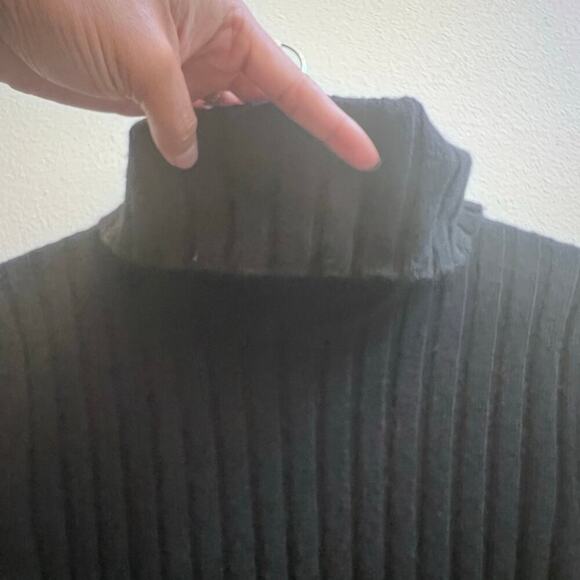Ralph Lauren Turtleneck 100% Lambswool Black Ribbed Sweater Midi Dress Sz Large - Picture 5 of 6